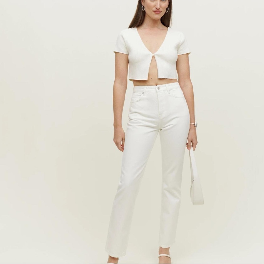 Reformation Liza High Straight Jean White